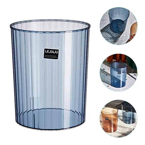 Zerodeko Clear Trash Can Plastic Wastebasket Round Garbage Container Bin Small Trash Bin For Home Bathroom Bedroom Kitchen College Dorm Office Craft Room Blue #TOP5