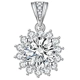 OATIPHO Sunflower Pendant Necklace Part for Women(No Chain), Cubic Zirconia Silver Tone Crystal Necklace Charm for DIY Jewellery Making, Wedding Bridal Accessory & Gift for Women