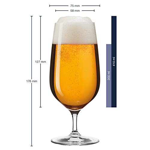 Leonardo Tivoli 066395 Beer Glass, Beer Tulip With Drawn Stem, Dishwasher Safe Beer Glasses, Set Of 6, 400 Ml #TOP2