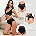 Wealurre Unterhosen Damen, Unterwäsche Frauen Baumwolle Hohe Taille Slip Damen Unterwäsche Spitze 5er Pack (6005,Black,XXL)