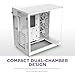 NZXT H6 Flow | CC-H61FW-01 | Compact Dual-Chamber Mid-Tower Airflow Case | Panoramic Glass Panels | High-Performance Airflow Panels | Includes 3 x 120mm Fans | Cable Management | White