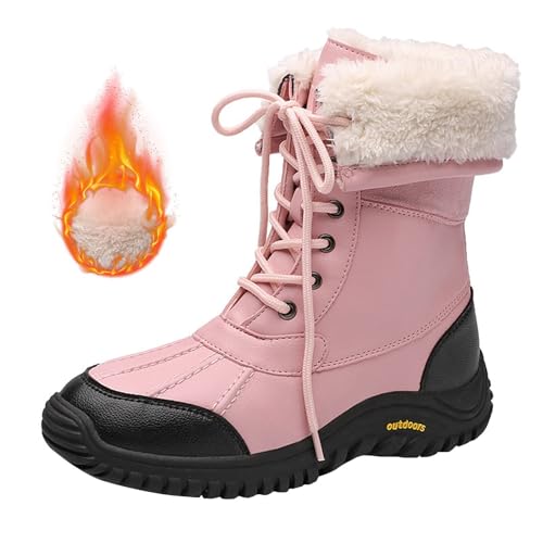 Boys Girls Snow Boots W𝐚terproof Outdoor Warm Cozy Non Slip Mid Calf Faux F𝐮r Li𝐧ing Insulated Winter Shoes - Main Image