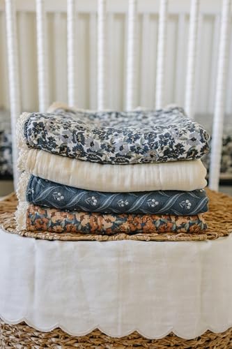 Image of Mebie Baby Quilt, Liberty Floral and Coastal Plaid, 100% Cotton Muslin Baby Blanket for Girls & Boys, Newborns to Toddler, Soft Swaddle Blankets, 47 inchx47 inch