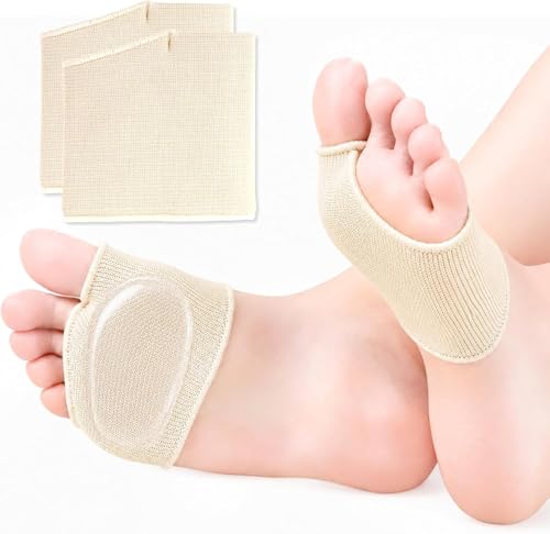 Almohadilla para el Metatarso,Almohadillas Metatarsianas con Gel,Alivio Dolor Antepie Metatarsalgia,Lavables y Reutilizables,Apto Para la Mayoría de Las Personas,Beige,XL