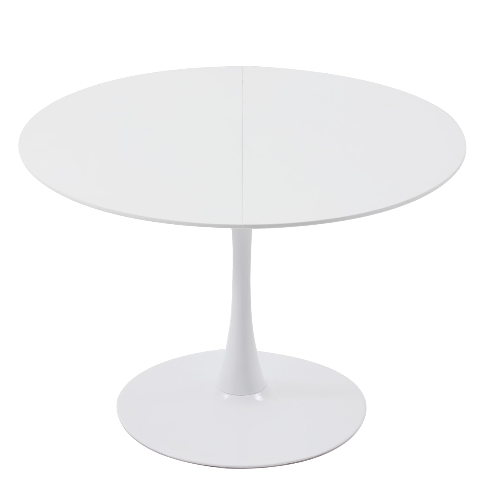 Ensemble Table a Manger Ronde 110 cm avec 6 Chaises, Ensemble Table et Chaises Salle a Manger en Similicuir Noir, pour Cuisine Salle à Manger Salon Bureau et Restaurant (Blanc + Noir)