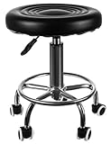 rollhocker mit lehne Drehhocker lushh BEAUTYLUSHH Drehhocker auf Rollen höhenverstellbarer Rollhocker für Kosmetikstudios Friseursalons Büros mit Kunstleder bezogen Schwarz 18320