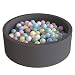 Wonder Space Deluxe Kids Round Ball Pit, Premium Handmade Kiddie Balls Pool, Soft Indoor Outdoor Nursery Baby Playpen, Ideal Gift Play Toy for Children Toddler Infant Boys & Girls (Dark Grey)