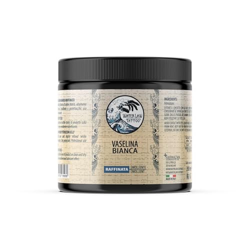 Water Law Tattoo - Vaselina blanca profesional para tatuajes - Made in Italy Formato de 200 ml - Lubricante y protector - Sin colorantes ni perfumes