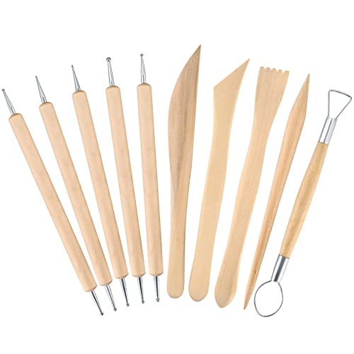 Clay Tools Set Polymer Clay Tools Wooden Modeling Clay Sculpting Tools Pottery Tools Kit for DIY Art Crafts(10 PCs)