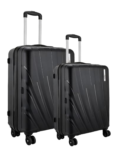 Image of Safari Cairo 8 Wheels, 5 Years Warranty (Cabin & Check-in) Polyproplyene Trolley Spinner Luggage Set of 2, 55Cm, 66Cm Small, Medium (Black)