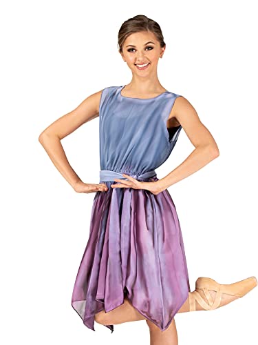 Watercolour Womens Hand Painted V-Back Dress with Belt