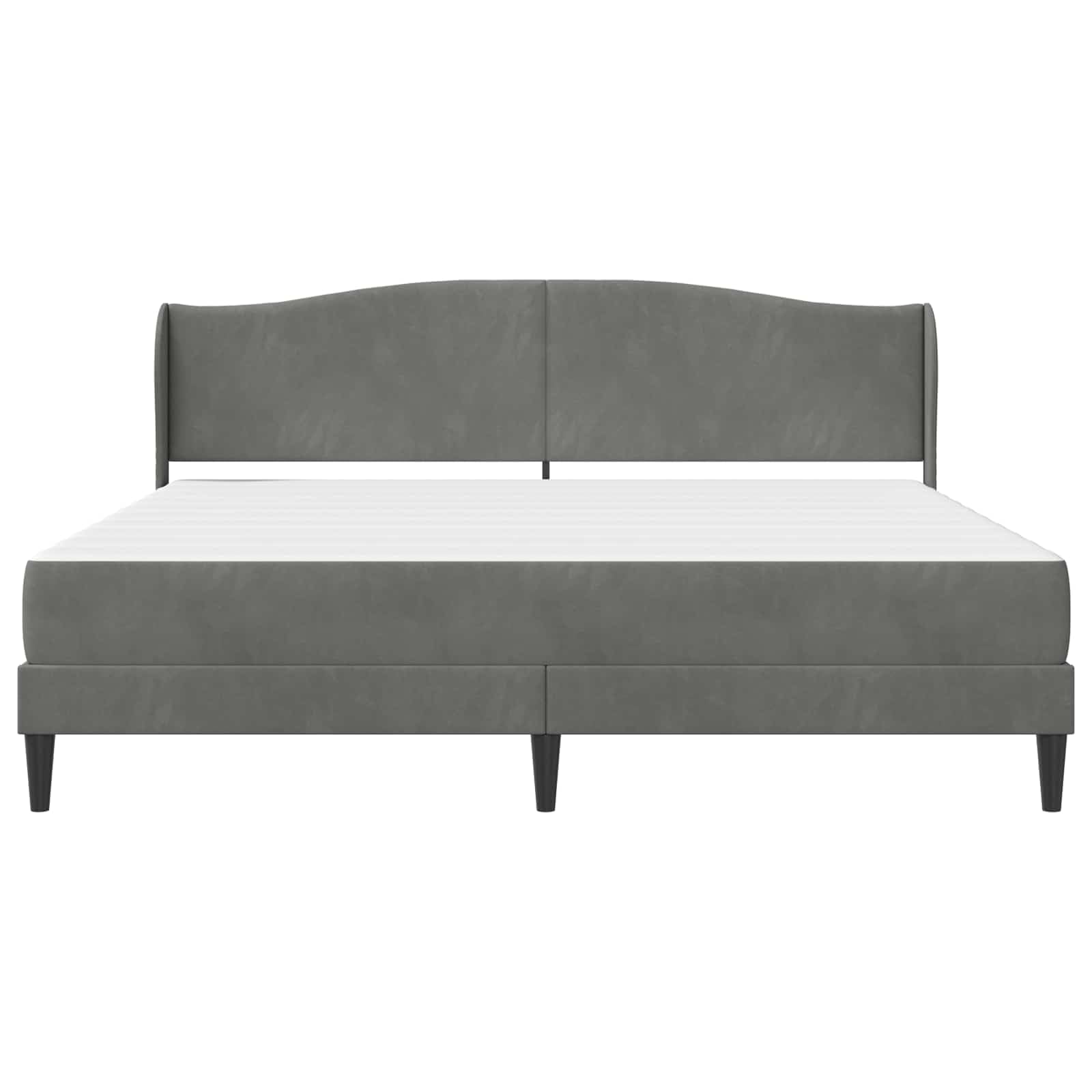 Rama de cama de terciopelo gris oscuro 180x200 cm con almacenamiento, cabecero acolchado, patas cónicas, contrachapado resistente, soporte de listones, para dormitorio moderno
