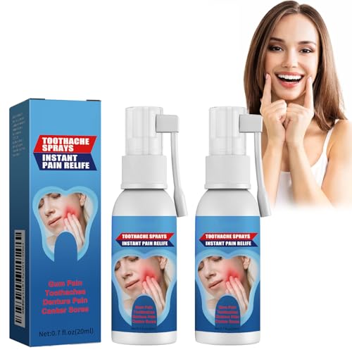 Tkekruh 2PC Spray Analgésico Dental 20 Ml, Spray para el Cuidado del Dolor de Muelas, Alivia El Dolor De Las Encías Inflamadas, Las Caries, Y Las Caries Dentales, Whiten and Brighten