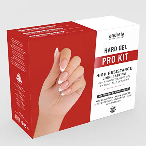 Andreia Professional Hard Gel Kit PRO para Uñas con Hard Gel Claro, French Builder Blanco, Ultrabond Primer, Capa Superior, Extra Glow, Prep Clean Cleanser, Lima lavable, Toalla y Builder Cepillo