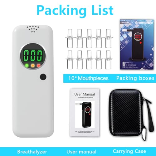 Breathalyzer,Alcohol Tester with LCD Digital Display,Breathalyzer with 10 Mouthpieces for Home and Party Use