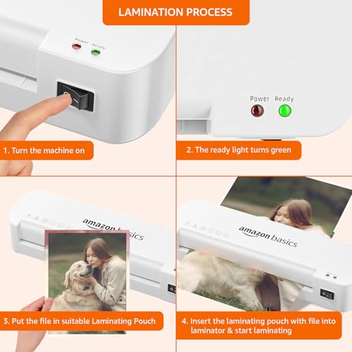 Image of Amazon Basics A4 Laminating Machine | Rapid Lamination | Adjustable Temperature Settings | 1-Year Brand Warranty