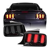 AKKON - Fits 2005-2009 Ford Mustang LED [White Tube] Smoked Tail Lamp Brake Lights w/Sequential...