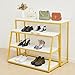 Novabright Nesting Retail Display Table Industrial Retail Shelving Set of 2 White Gold Display Stands for Handbags Shoes Boutique Garment Store Iron and Wood 43.4''× 33'' × 12'', 39.5'' × 25'' × 16''