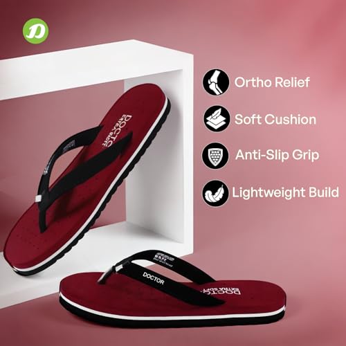 Image of DOCTOR EXTRA SOFT House Slipper for Women's Care Dr Orthopaedic Super Comfort Fitting Flat Cushion Chappal Flip-Flop for Ladies & Girl's