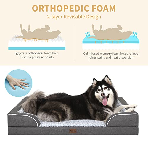 Memory-Foam-XL-Dog-Bed-with-Bolsters-Cooling-Dog-Beds-for-Extra-Large-Dogs-Waterproof-Orthopedic-Dog-Bed-with-Removable-Washable-Cover-and-Nonskid-BottomX-LargeDark-Grey - Cucciolini Doodles   Memory-Foam-XL-Dog-Bed-with-Bolsters-Cooling-Dog-Beds-for-Extra-Large-Dogs-Waterproof-Orthopedic-Dog-Bed-with-Removable-Washable-Cover-and-Nonskid-BottomX-LargeDark-Grey