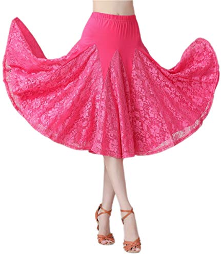 Cismark Elegant Ballroom Dancing Flamenco Waltz Latin Dance Skirt For Girls Pink #TOP12