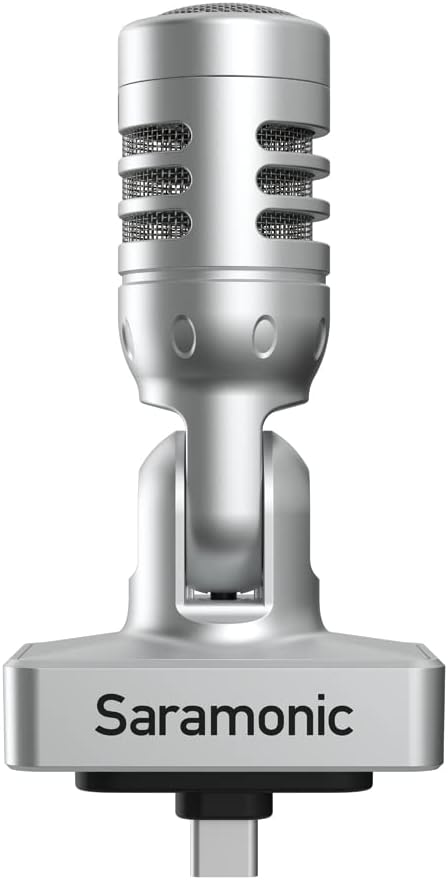 Saramonic Digital Stereo Microphone with MFi Certified Lightning Connector for iPhones and iPads with 3.5mm Headphone Out and Both Foam and Furry Windscreens (SMARTMICMTV11DI),Silver