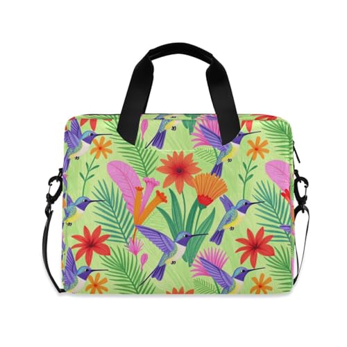 Funda para computadora de 15.6 con asa y diseño floral de colibrí 1