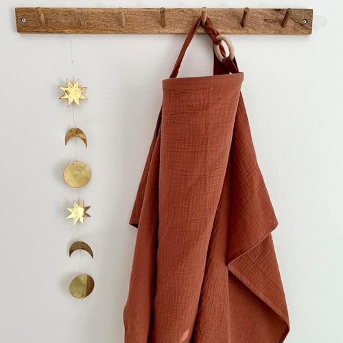 Image of Breathable Muslin Nursing Cover for Baby Breastfeeding by Bond (Red Wood) - Pumping Breastfeeding Cover Up for Mom I Also Works Ideal as Stroller Cover and Privacy Nursing Blanket