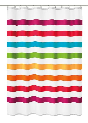Rideau de douche textile multicolore 180x200 cm avec oeillets renforcés
