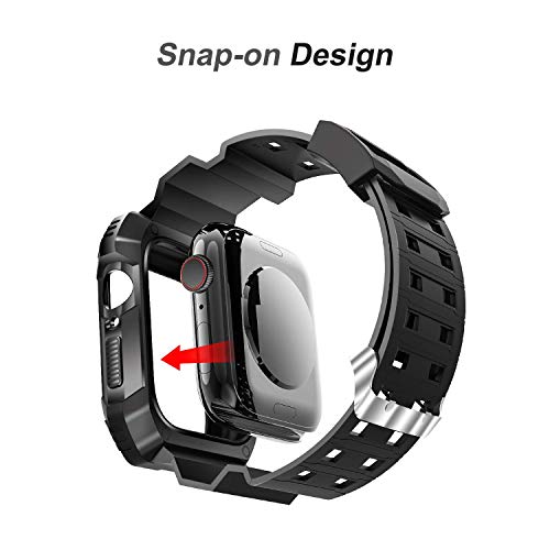 Ocyclone Compatible For Apple Watch Band 44Mm 45Mm, Rugged Protective Shockproof Resistant Case With Bands Strap Fit With 44/45Mm Iwatch Series Se 8 7 6 5 4 For Sport Style For Women Mens - Black #TOP4