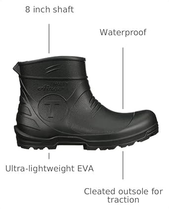 Tingley Airgo 21121 Ultra Lightweight EVA Low Cut Boot with Cleated Outsole, Mens 6 / Womens 8, Black