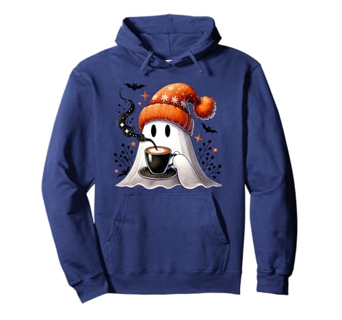 Cute Fall Ghost Coffee Mug Halloween Ghost Drinking Coffee p[J[