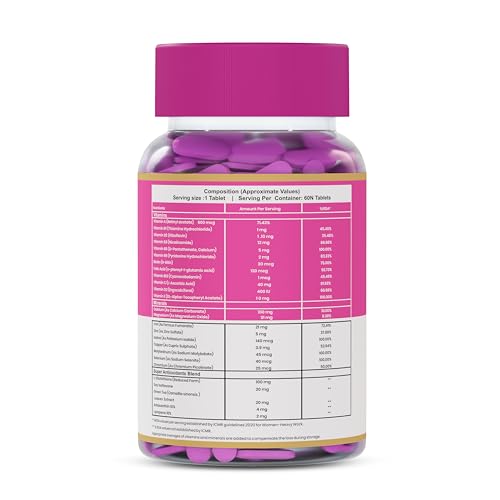 Image of Jeena Sikho Multivitamin for Women | Daily Nutritional Support with Vitamin A, B-Complex, C, D, Folic Acid, Calcium, Iron, Magnesium, Zinc & Copper | Women's Daily Wellness Supplement | 60 Tablets, Pack of 1