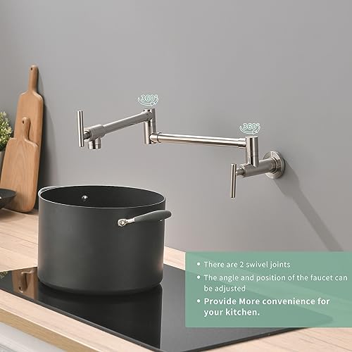 Wanmai WM133499N Pot Filler Faucet Brushed Nickel - Commercial Brass Kitchen Sink Pot Filler Faucet thumb #2