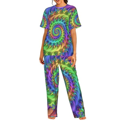 Pyjama à manches courtes femme tie-dye vêtement de nuit anti-transpiration