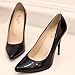 Renessmi Fashion Stiletto Heel Pointed Toe Patent Women Work Shoes Slip On High Heel Wedding Candy Color Pumps Footwear Black Size 3 US-34 CN