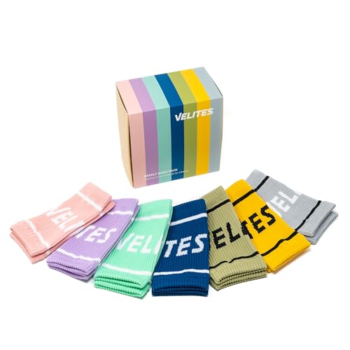 Velites - 7 paia di polsiere in tessuto: grigio, blu, verde menta, rosa, senape, oliva, viola - Unisex - Adulti attivi in campo sportivo - Ginnastica