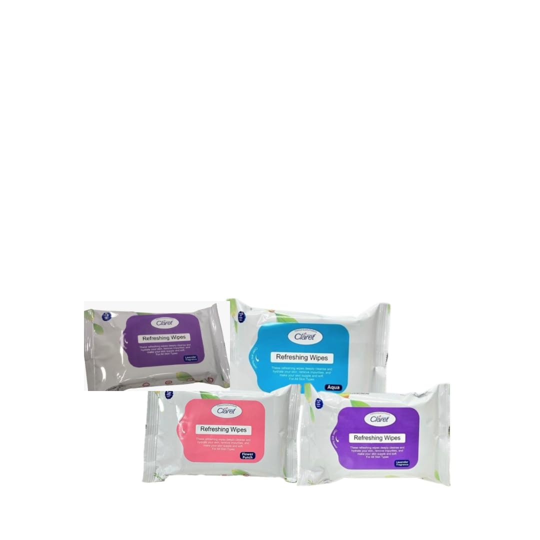Claret-Flavour-Lavender, Aqua, Flower-Punch-Wet-Wipes-(Skin-&-Object-Cleaning)-20-Pcs-(Pack-Of-4)-image-5