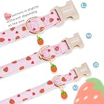 Pink Strawberry Dog Collar Sweet Spring Summer Collars with Cute Strawberries Pattern for Female Girl Small Medium Large Dogs S - Image 3