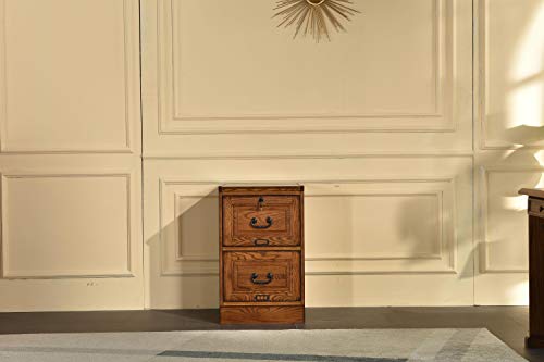 Quality Crafted Solid Oak Roll Top 54" Desk Plus Matching Two Drawer File Cabinet - Oak Wood Executive Desk 54"X24"X45" Home Office Organizer Roll Hutch Top - 2 Drawer File Cabinet 18.Hw X 22D X 30H #TOP2