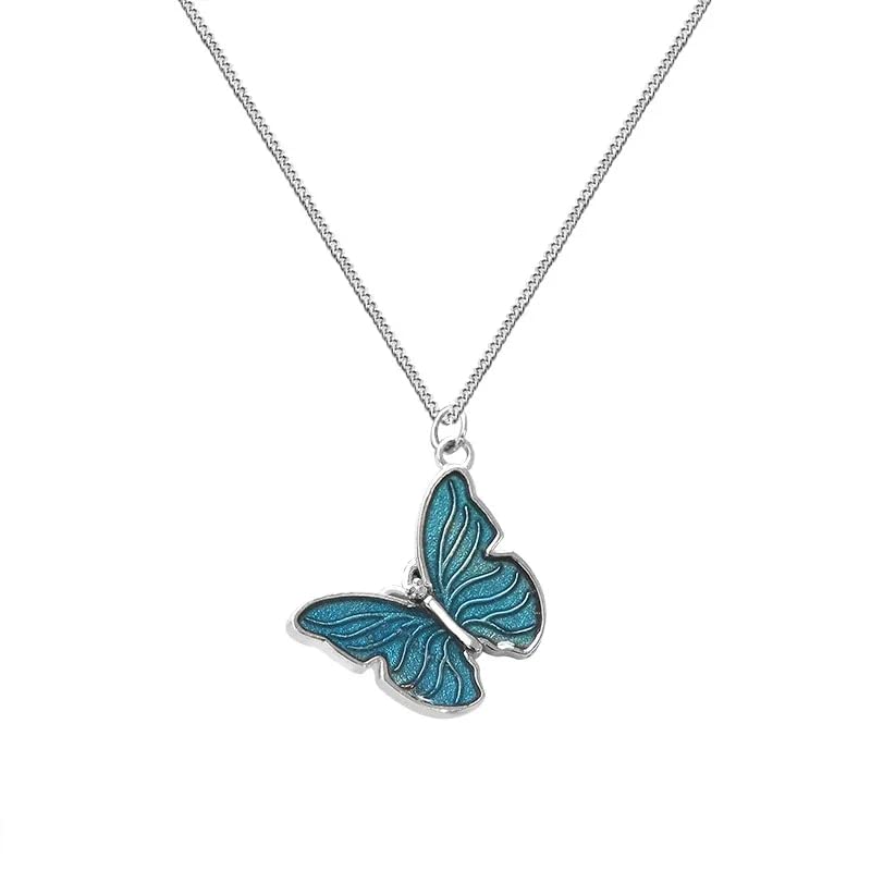 Collier Papillon Bleu en Argent 925 : bijou de mariage raffiné pour femme
