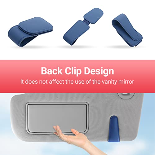 Kansmart Sunglass Holder For Car Visor Sunglasses Clip Magnetic Leather Glasses Eyeglass Holder Truck Car Interior Accessories Universal For Woman Man -Blue #TOP5