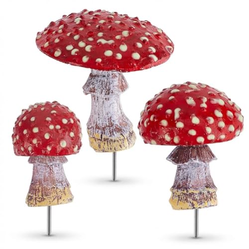 3PCS Glow in The Dark Mushroom Miniature Resin Mushroom Decor for Fairy Garden Mini Mushroom Statue for Outdoor Garden Bonsai Terrarium Decorations