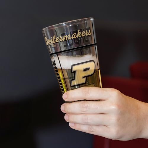 Image of Logo Brands NCAA oz Stained Glass Pint Glass - 3D Embossed Logo & Bold Team Colors - Durable Sports Fan Beer Glass for Home, Bar & Tailgates