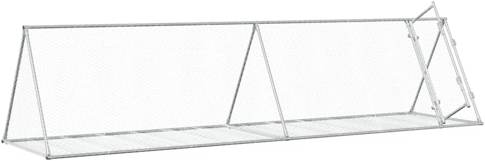 Outdoor Large Silver Galvanized Steel Rabbit Hutch - Secure Lock, Ventilated Design for Rabbits, Chickens, Ducks - Durable Pet House Enclosure for Garden Use