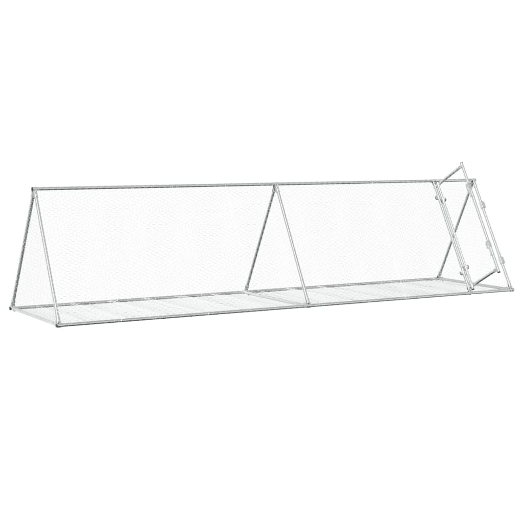 Homgoday Jaula para Conejos Acero galvanizado Plateado 400x105x91 cm, Cercado para Perros Perrera Gallinas, Caseta para Perros Mascotas Animales Perro Grande Exterior
