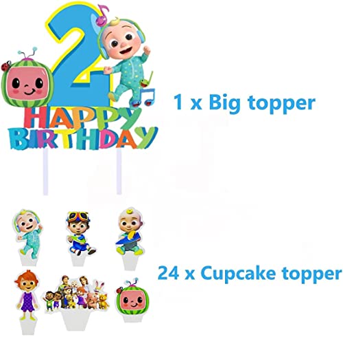 Cocomeellon 2Nd Cake Topper, 25Pcs Cupcake Toppers For 2 Years Olds Birthday Party Supplies Decoration For Kids #TOP3