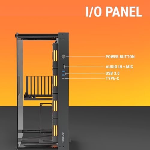 Image of Ant Esports Cypher K9 Full-Tower ATX Open-Frame Computer Case /Gaming Cabinet - Black | Support Micro-ATX, Mini-ITX | Pre-Installed 4 ARGB-PWM Remote Controlled Fans