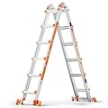 LEVELEVE Telescoping A Frame Ladder, 22FT Multi Position Ladder with Stabilizer Bar & Wheels,330 lbs Security Load for Stairs Home Indoor Outdoor Roof