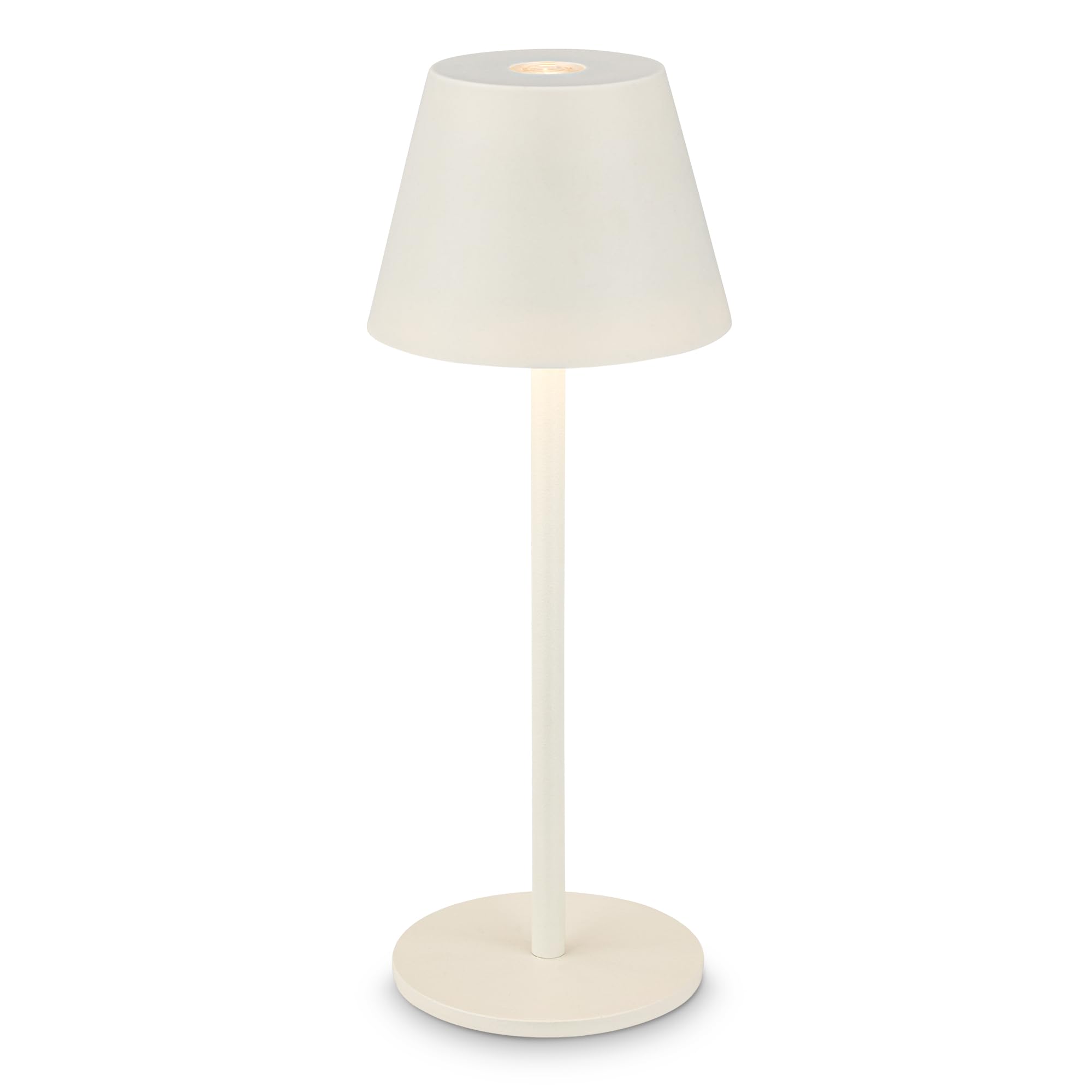 BRILONER - LED Tischlampe kabellos IP44 mit Touch, dimmbar, Akku tauschbar, Nachttischlampe, Leselampe, LED Lampe, Campinglampe, Tischleuchte, Akkulampe, Outdoor Lampe, 6x16 cm, Altweiß